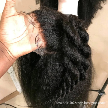 100% Human Hair Pre Plucked Full HD Lace Closure Wig Wholesale Raw Indian Virgin Hair Kinky Straight Lace Frontal Wig Vendors